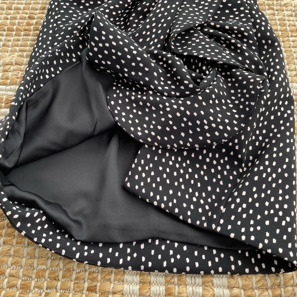 Jonathan Simkhai Black White Dot Twist Front Mini Dress 6 Lined Flutter Sleeve - Picture 5 of 7